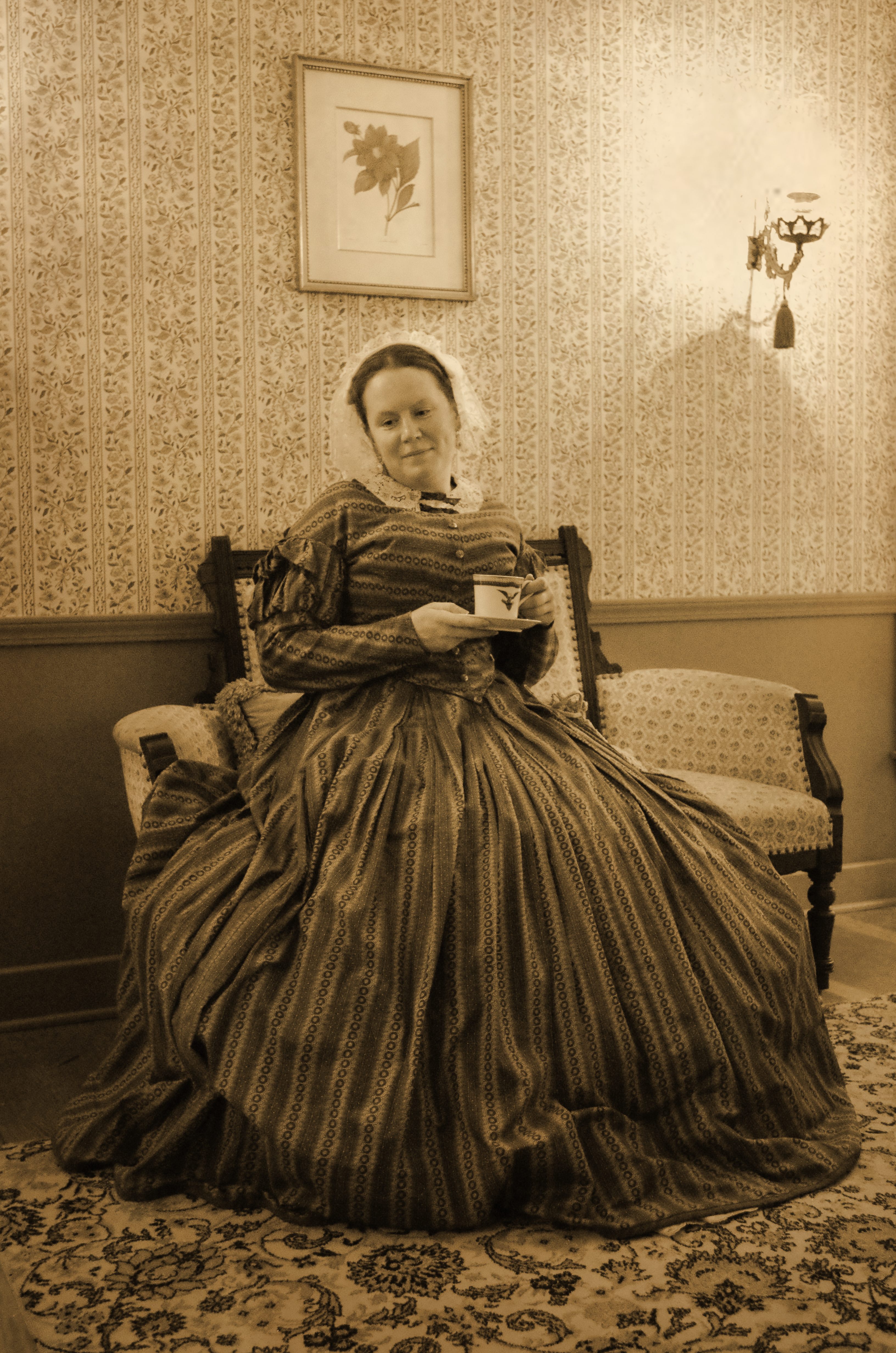 Laura F. Keyes in character as Mary Todd Lincoln.