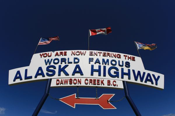 Alaska Highway Mile 0 sign