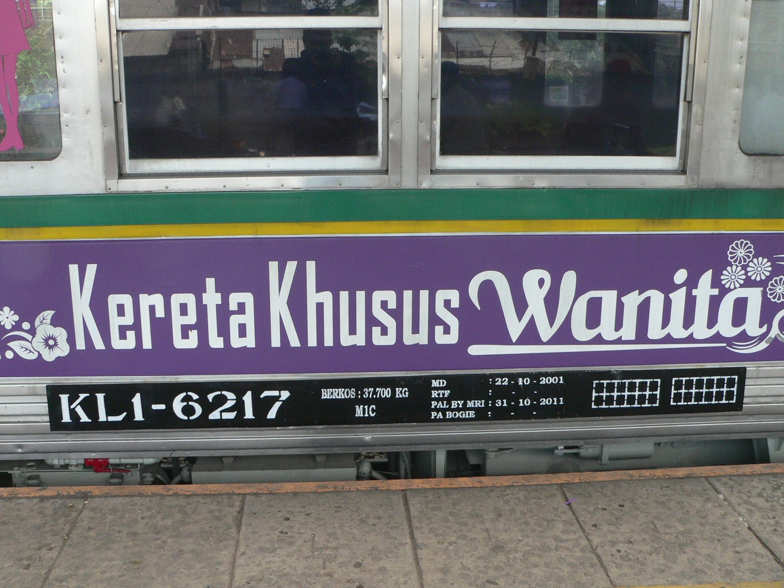 Close up of a women-only carriage in Indonesia.