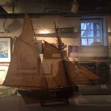 A model of a three-masted ship.