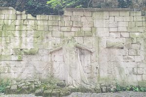 One-hundred-and-fifty men and women were lined up against this wall and executed.