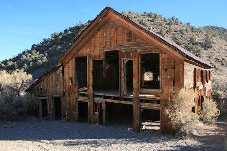 Ruin of Pine Grove Hotel.  The first floor has been partly filled in by flash floods.