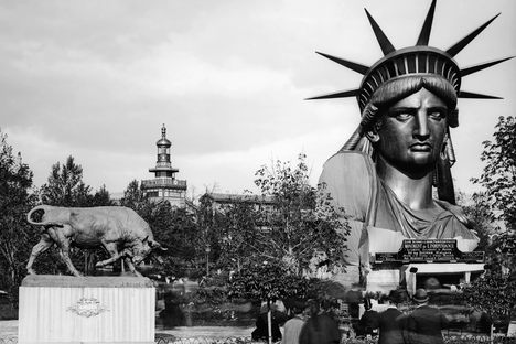 The head of the Statue of Liberty at the 1878 International Exposition in Paris. 