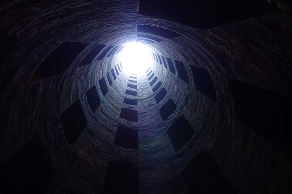 The view from the bottom of the well. 