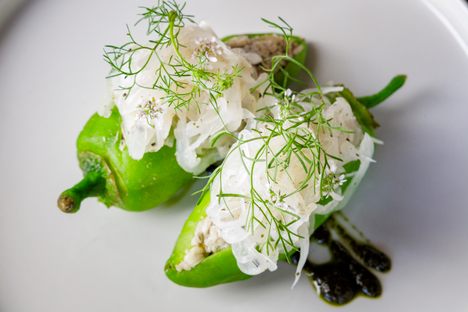 Chiles rellenos here start with a pale green chile de agua.
