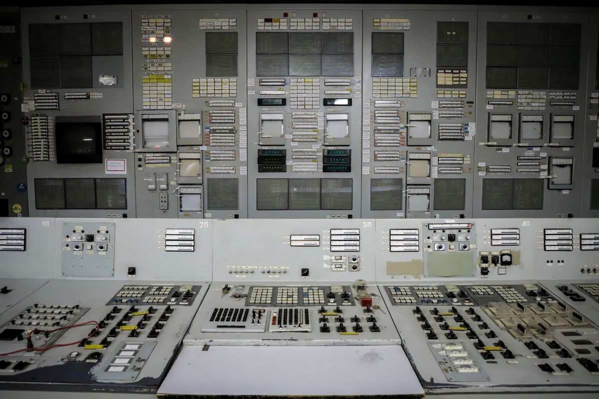 Switches, dials and displays… a few of them with lights still blinking.