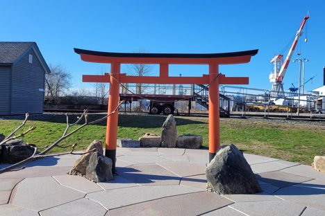 Torii Gate (foreground), BIW's Crane 11 (background)