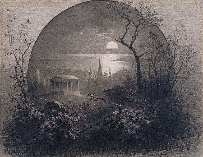 "View from Greenwood Cemetery, Brooklyn", 1881, by Rudolph Cronau