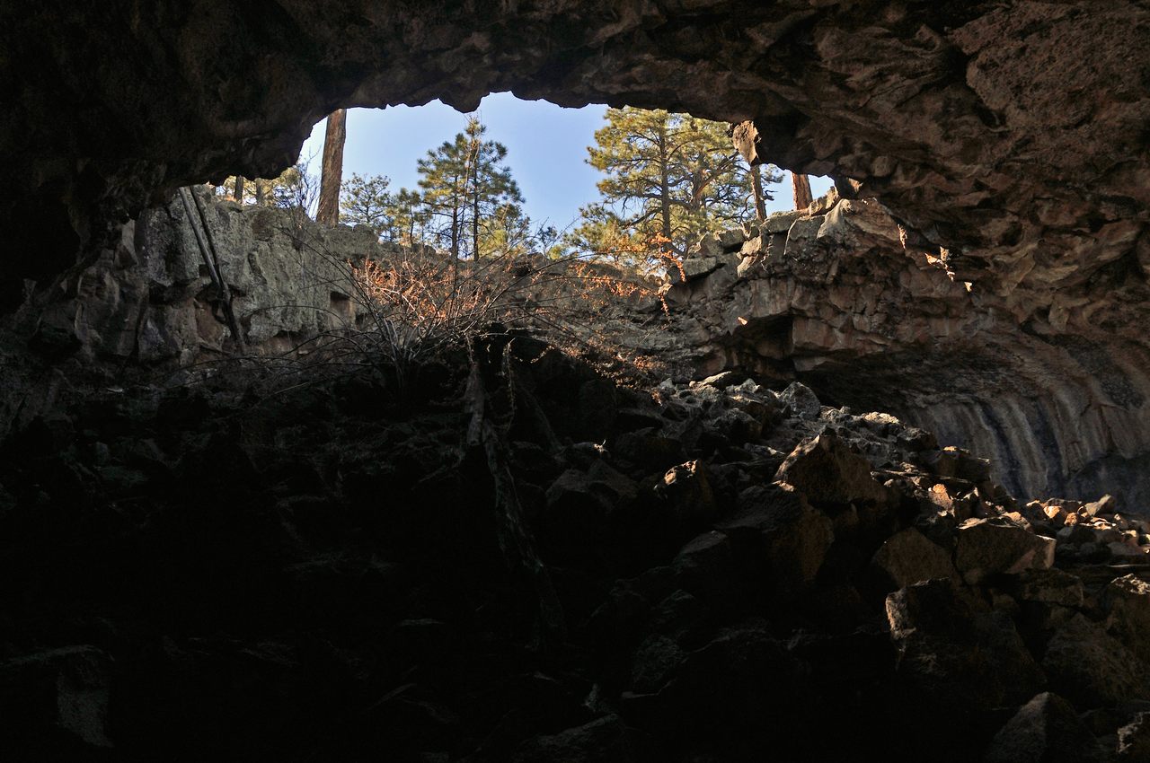 El Malpais's topography is pockmarked with the cavernous openings of lava tubes, which shuttled the liquid rock thousands of years ago.