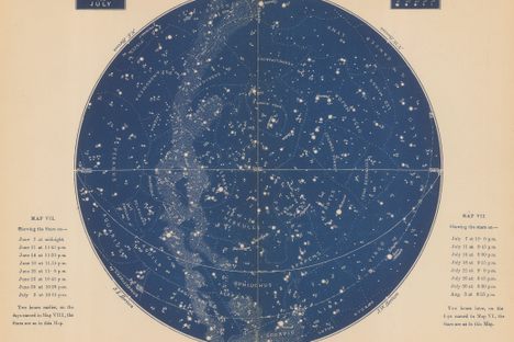 A 19th-century astronomer's map, titled "Stars for July."