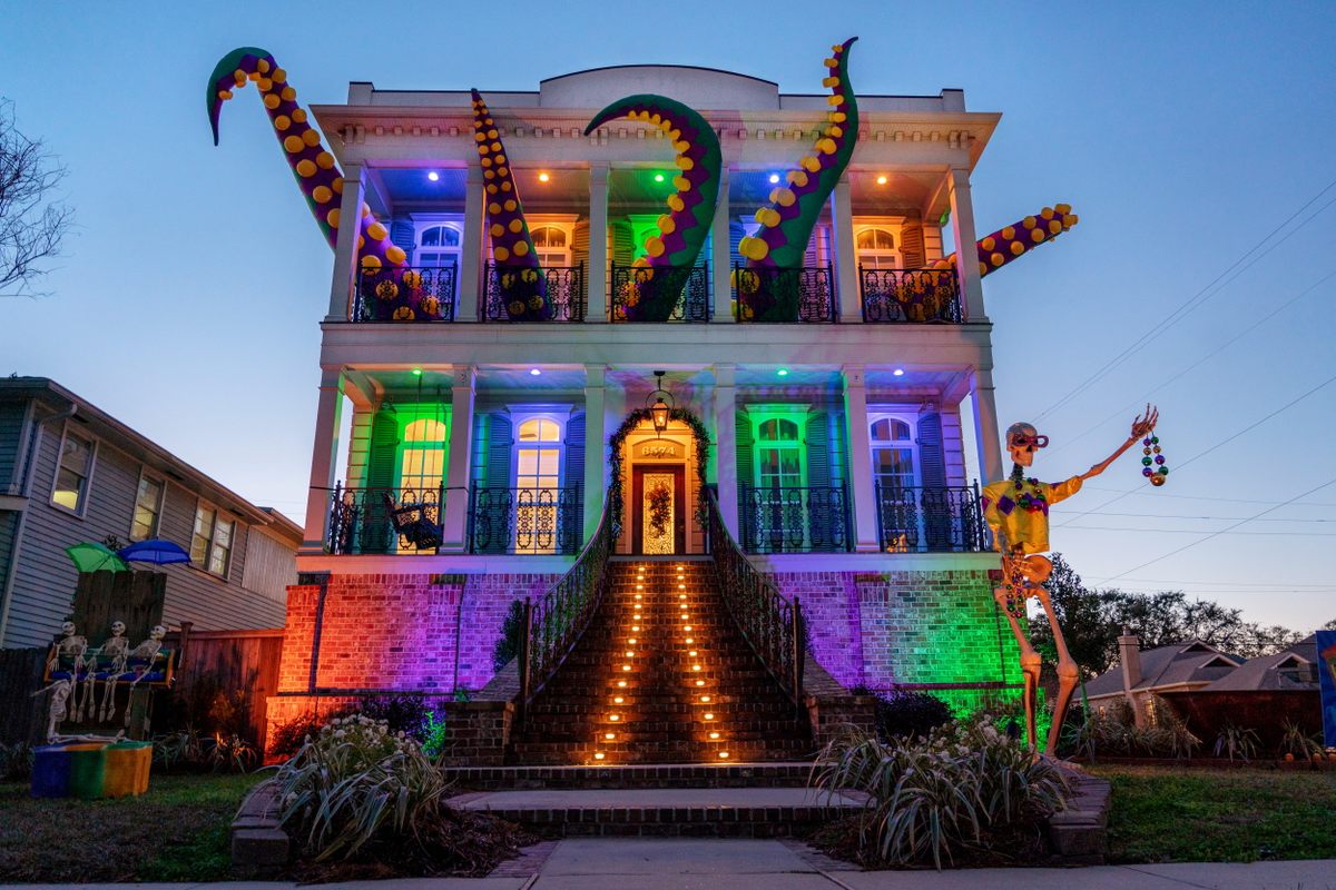 The Kraken house float, on Memphis Street in New Orleans, Louisiana, is one of thousands of homes decorated in celebration of Mardi Gras, on February 7, 2021. 