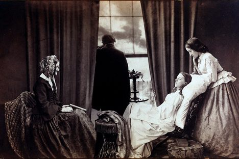 Tuberculosis—or consumption, as it was known in the 1800s—was often associated with vampirism. Those suffering from the disease grew pale and weak, as seen in this photomontage from 1858. 