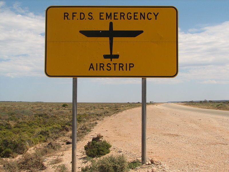 RFDS emergency landing strip sign 