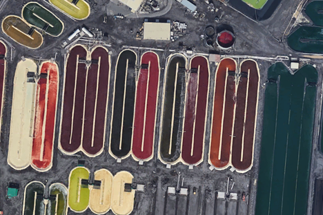Aerial view of Algae farm at the Natural Energy Lab of Hawai'i.