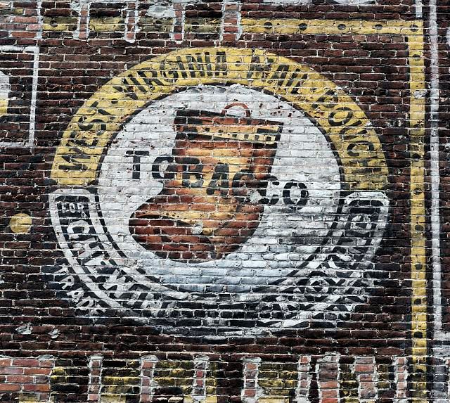 Part of an old Mail Pouch Chewing Tobacco sign on a wall in downtown Grafton, West Virginia