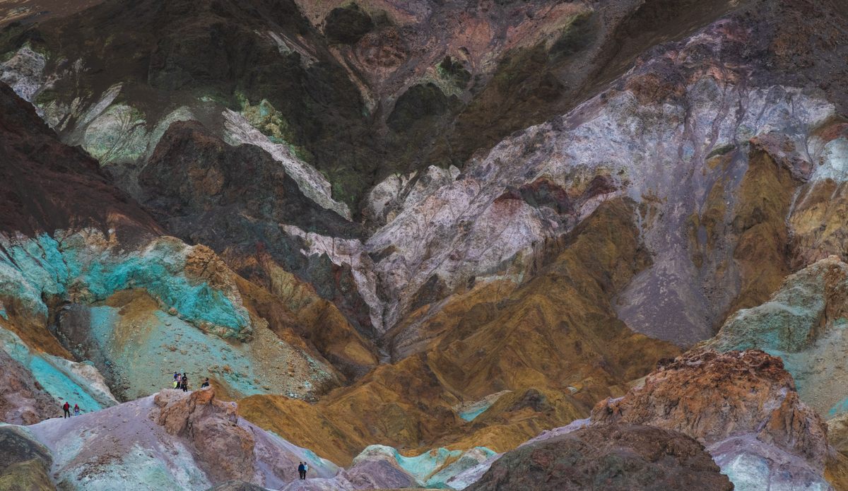 The ground at Artists Palette looks more like Fun Dip than soil, thanks to volcanic deposits of iron oxides and chlorite.