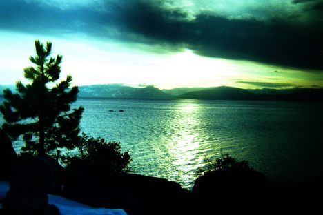 An atmospheric 2005 image of Lake Tahoe seems to capture a glimpse of Tahoe Tessie (center left).
