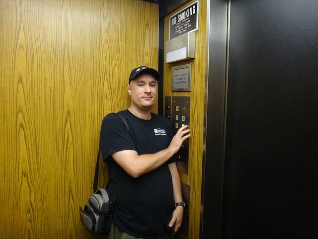 Me in the elevator  1600 Anderson Road McLean VA