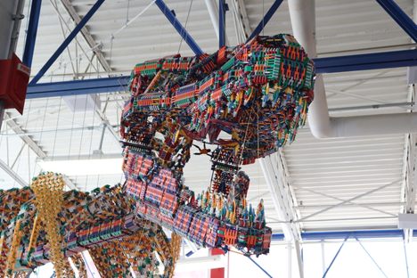 Close up of the T-Rex head from the left.