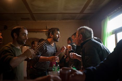 Guests at a supra feast in Georgia, 2016. 