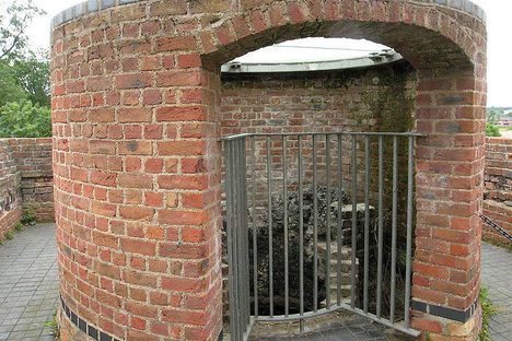 Restored furnace top allows visitors to look down into the structure.