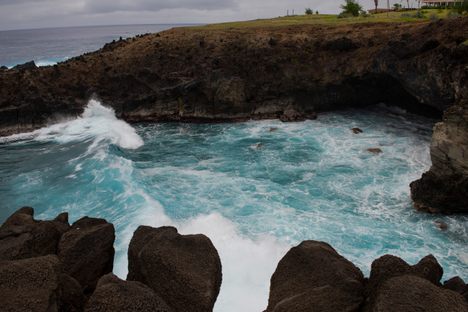 Waves rolling into Cannibal Cave.