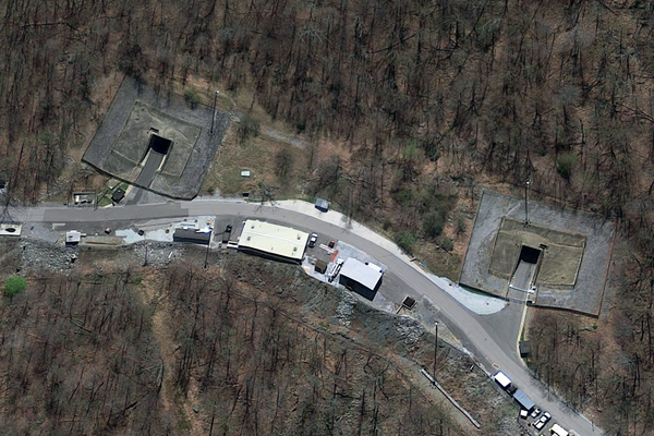 Two of the entrances are visible in satellite imagery.