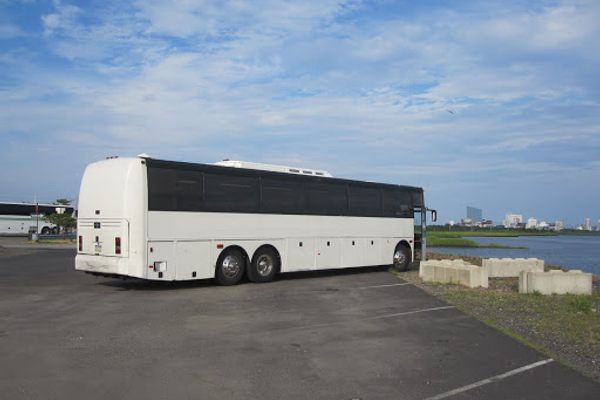A "ghost bus" parked in the Atlantic City Transportation Center.