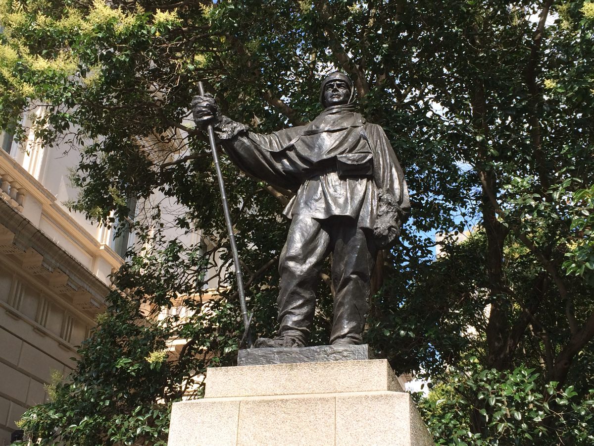 Kathleen Scott sculpted this bronze statue, on Waterloo Place in London, to commemorate her "Con," husband Robert Falcon Scott.