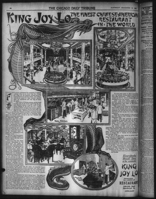 Chin Foin paid for ad for King Joy Lo to run in The Chicago Tribune, a paper largely dedicated to a middle-class white audience.