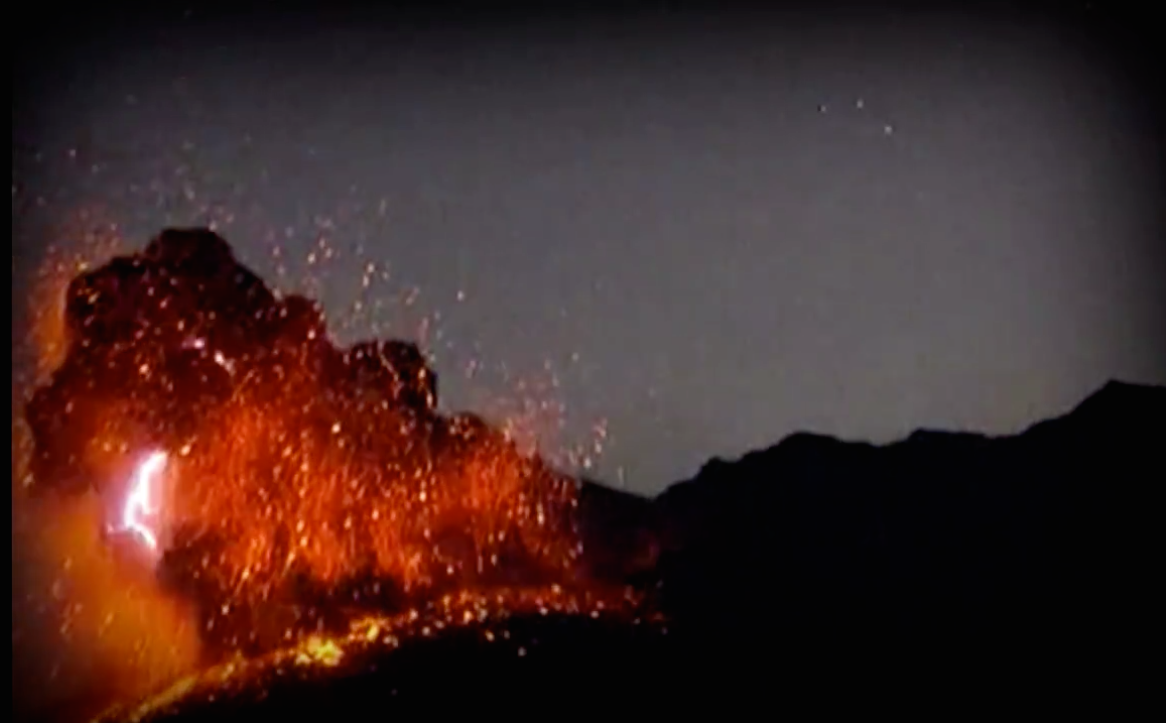 Japan's Sakurajima volcano lights up the sky.