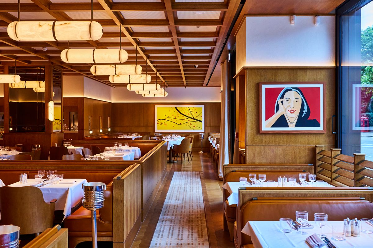 Two paintings by Alex Katz hover over the dining room at The Park.