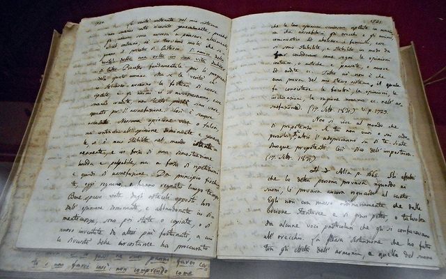 Giacomo Leopardi's Zibaldone di pensieri, on display at the National Library of Naples.