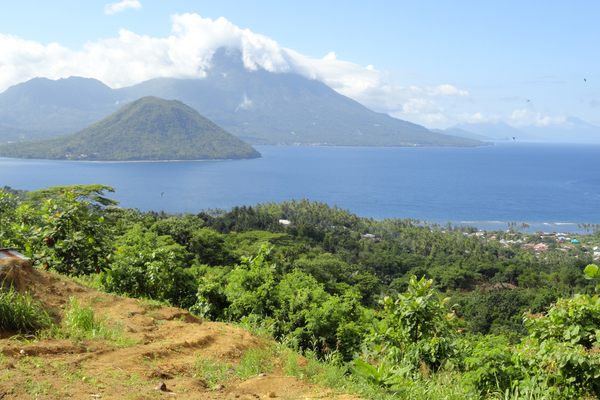 Maitara Island and Tidore Island seen from Ternate.