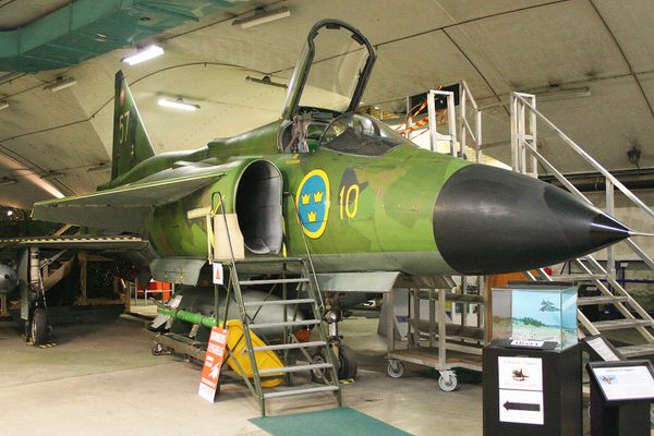 An enterable Saab AJ-37 Viggen.