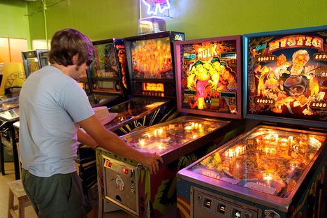 The pinball machines span many years of age.