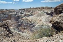 Eroded rocks of the badlands in the Painted Desert and Petrified Forest National Park.