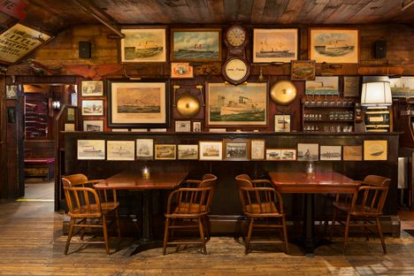 In non-pandemic times, the bar is packed for chantey night.