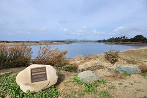 Lookout from plaque, featuring Fiesta Island across the water to the left, where most of the race took place.