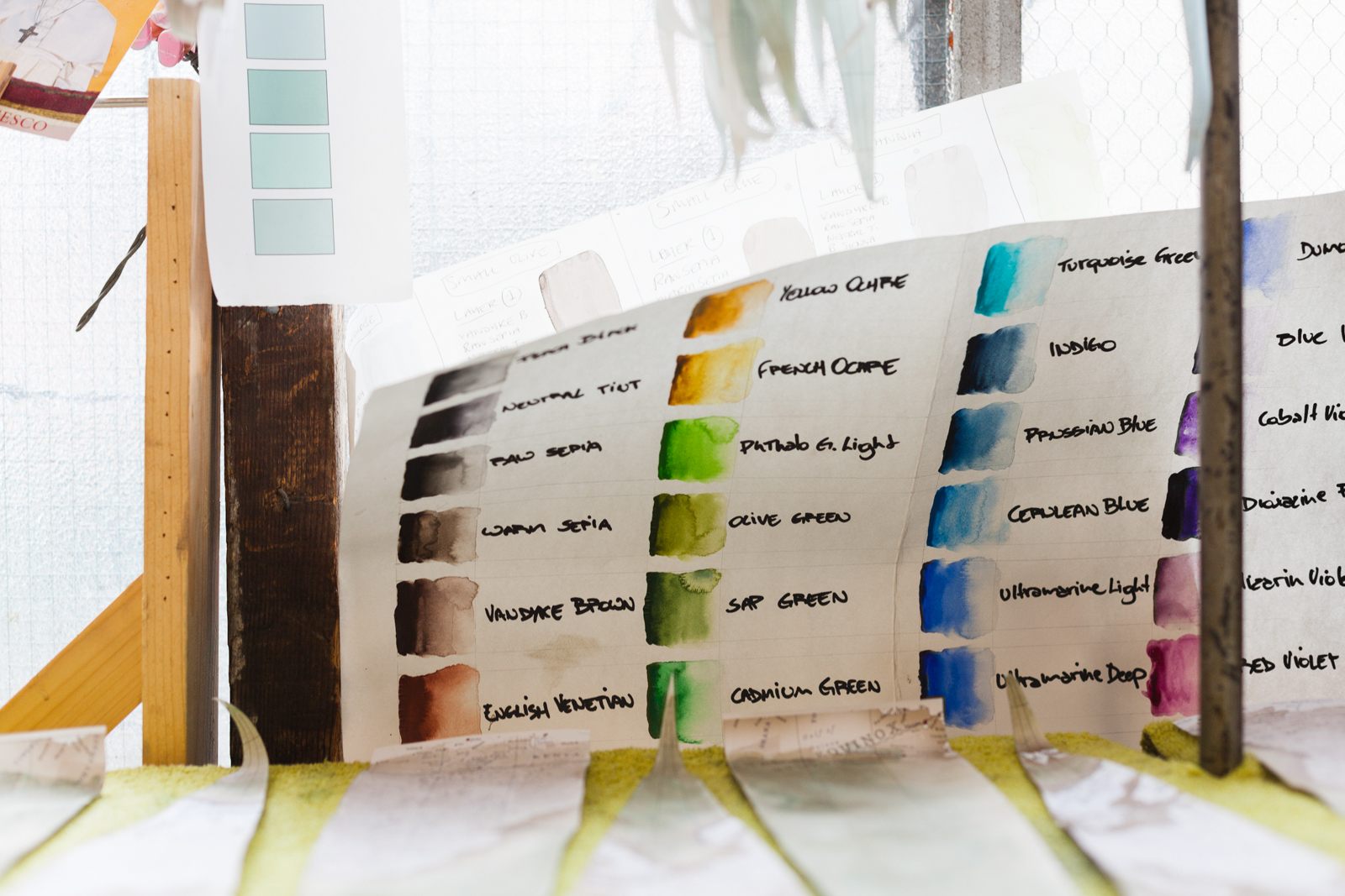 A colour chart made by the head painter at Bellerby & co. Photo by Ana Santl.