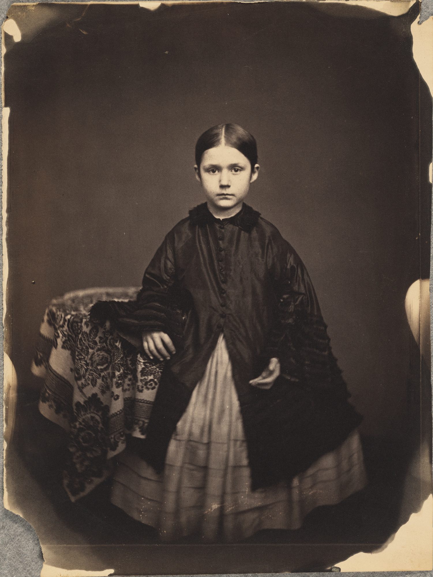 <em>Portrait of a Girl in Dark Jacket, Standing</em>, O.H. Willard, c. 1875.