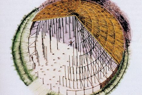 A reconstruction of the Iron Age roundhouse at Ulster, where archaeological evidence suggests massive feasts were held.
