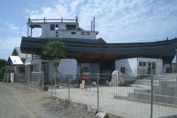The boat was stranded and left in place.