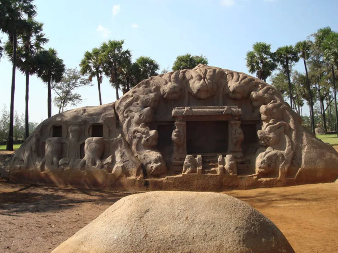 Tiger Cave was either built by Narasimhavarman I in the 7th century or Pallava King Rajasimha in the 8th century CE.