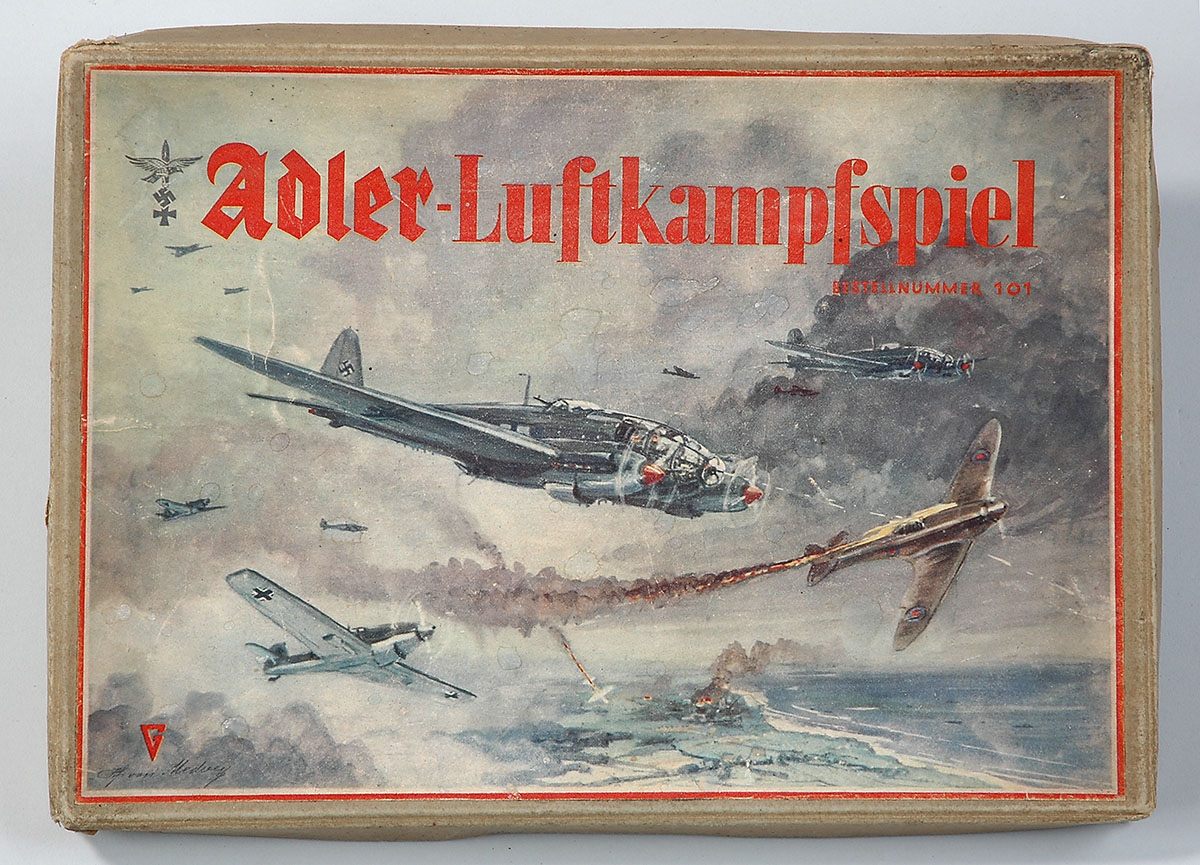 The players of this air-battle game from about 1941 crossed the board while navigating through opponents' miniature warplanes.