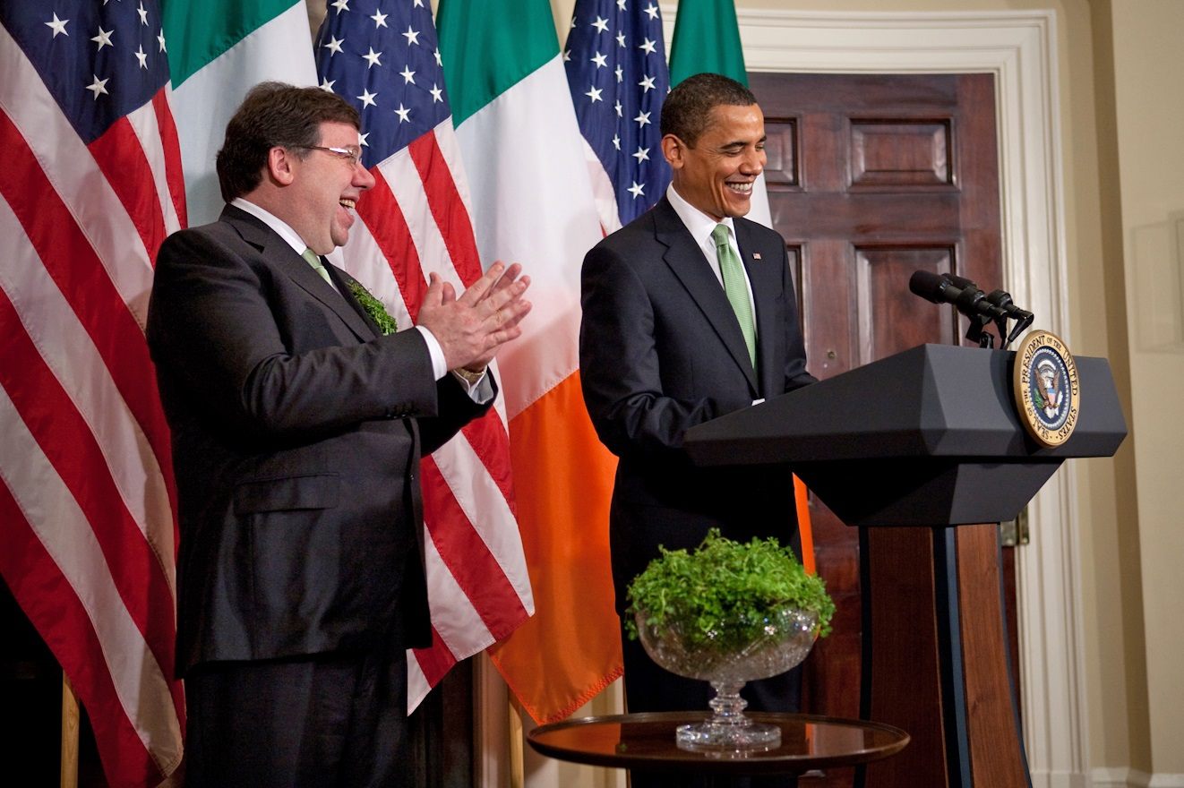 In 2009 Brian Cowen (former Taoiseach, or Irish Prime Minister) presented President Obama a bowl of shamrocks.