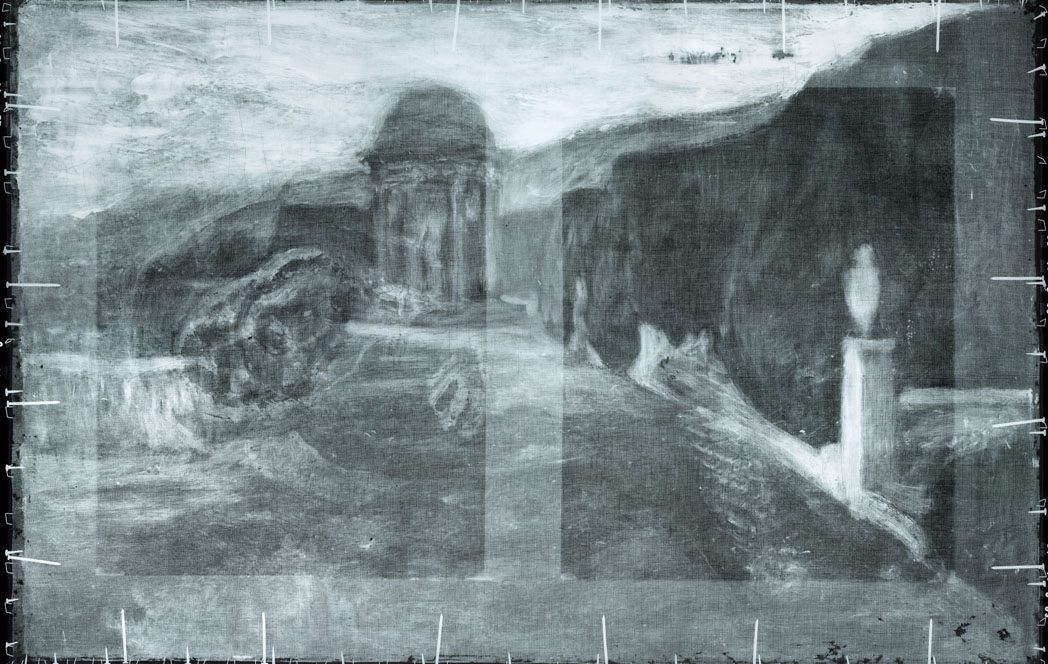 A X-ray scan of Picasso's "The Crouching Woman" (1902) revealed a hidden landscape composition behind it. 