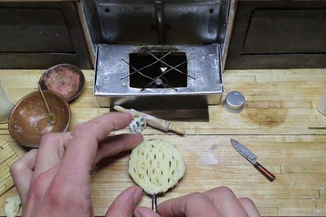 A small apple pie, about to go into the oven.
