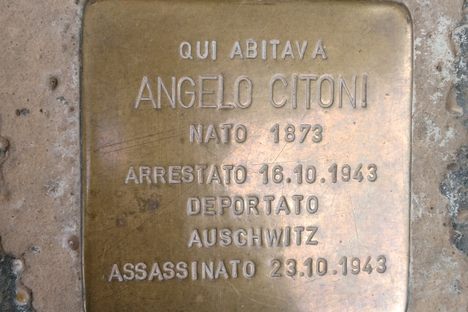 A Stumbling Stone memorial in Rome.