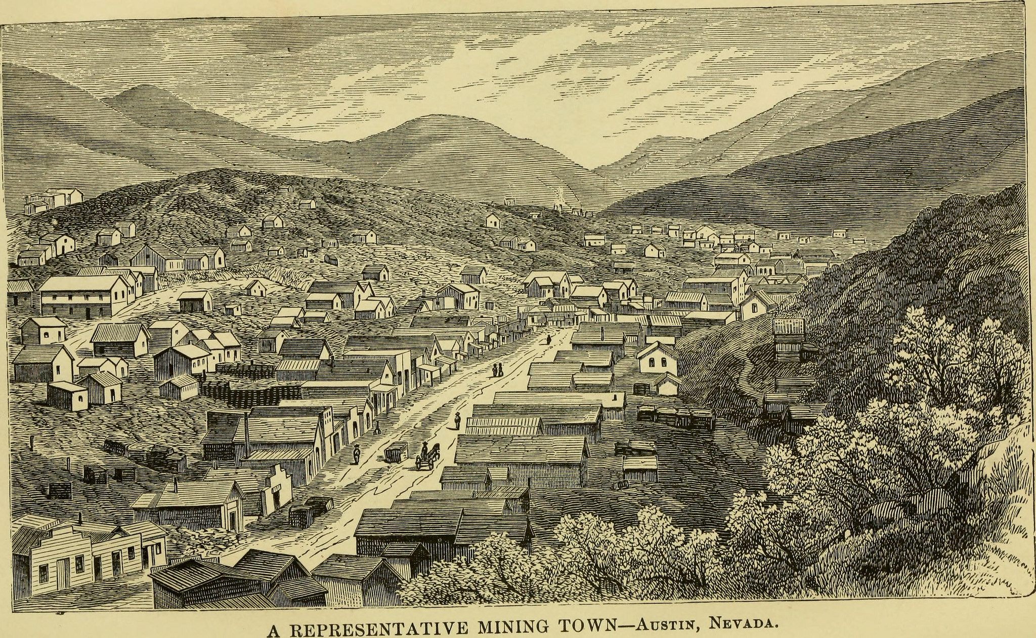 Image of Austin from Our New West, Records of Travel between the Mississippi River and the Pacific Ocean (1869).